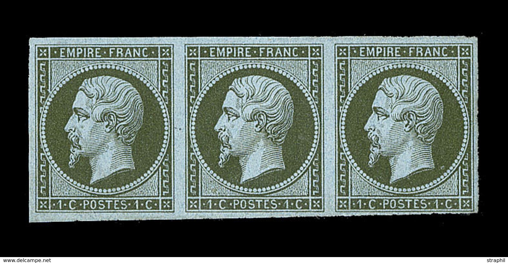 ** NAPOLEON NON DENTELE - ** - N°11 - Bde De 3 - Signé Calves - TB - 1853-1860 Napoléon III.