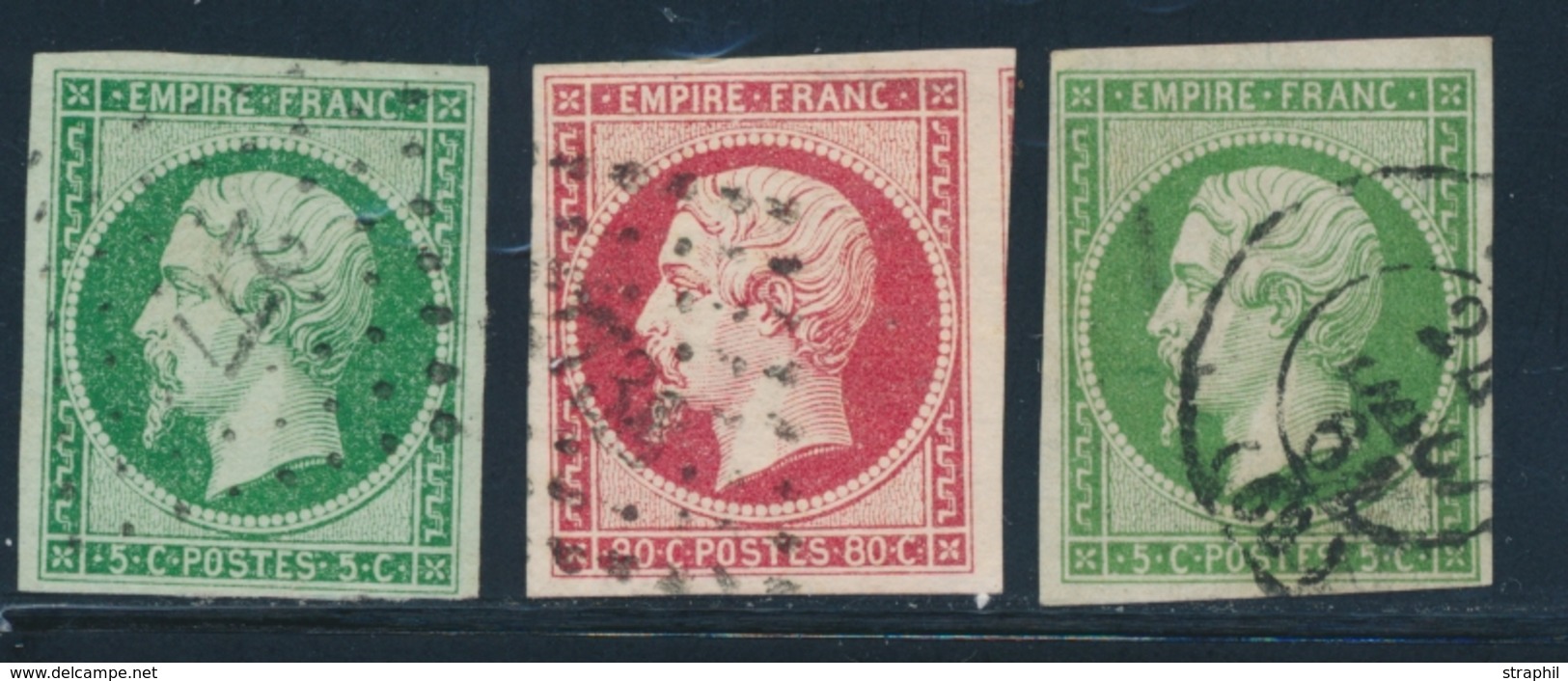 O NAPOLEON NON DENTELE - O - N°12 X 2 Nuances + N°17Ba - TB - 1853-1860 Napoléon III