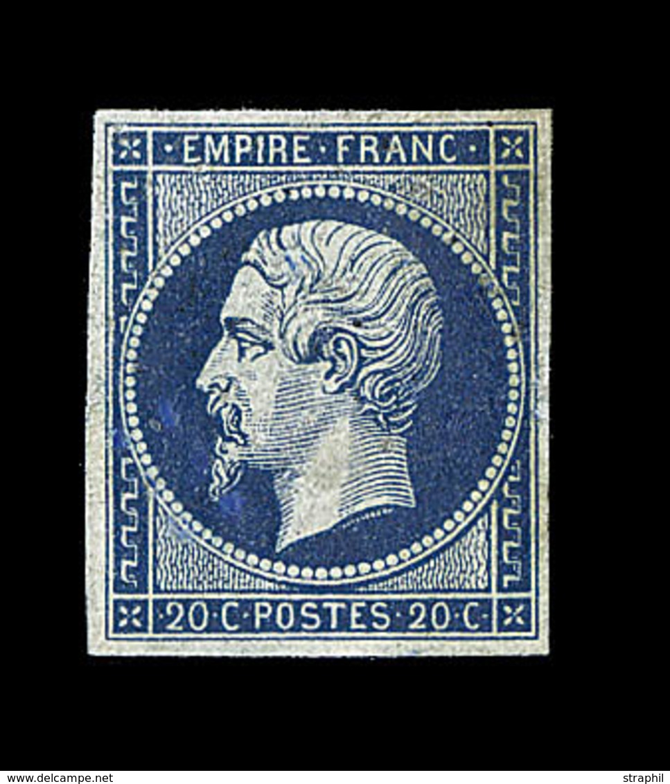 * NAPOLEON NON DENTELE - * - N°14Aa - 20c Bleu Foncé Proche Du Bleu Noir - Comme ** - Signé  - TB - 1853-1860 Napoléon III.