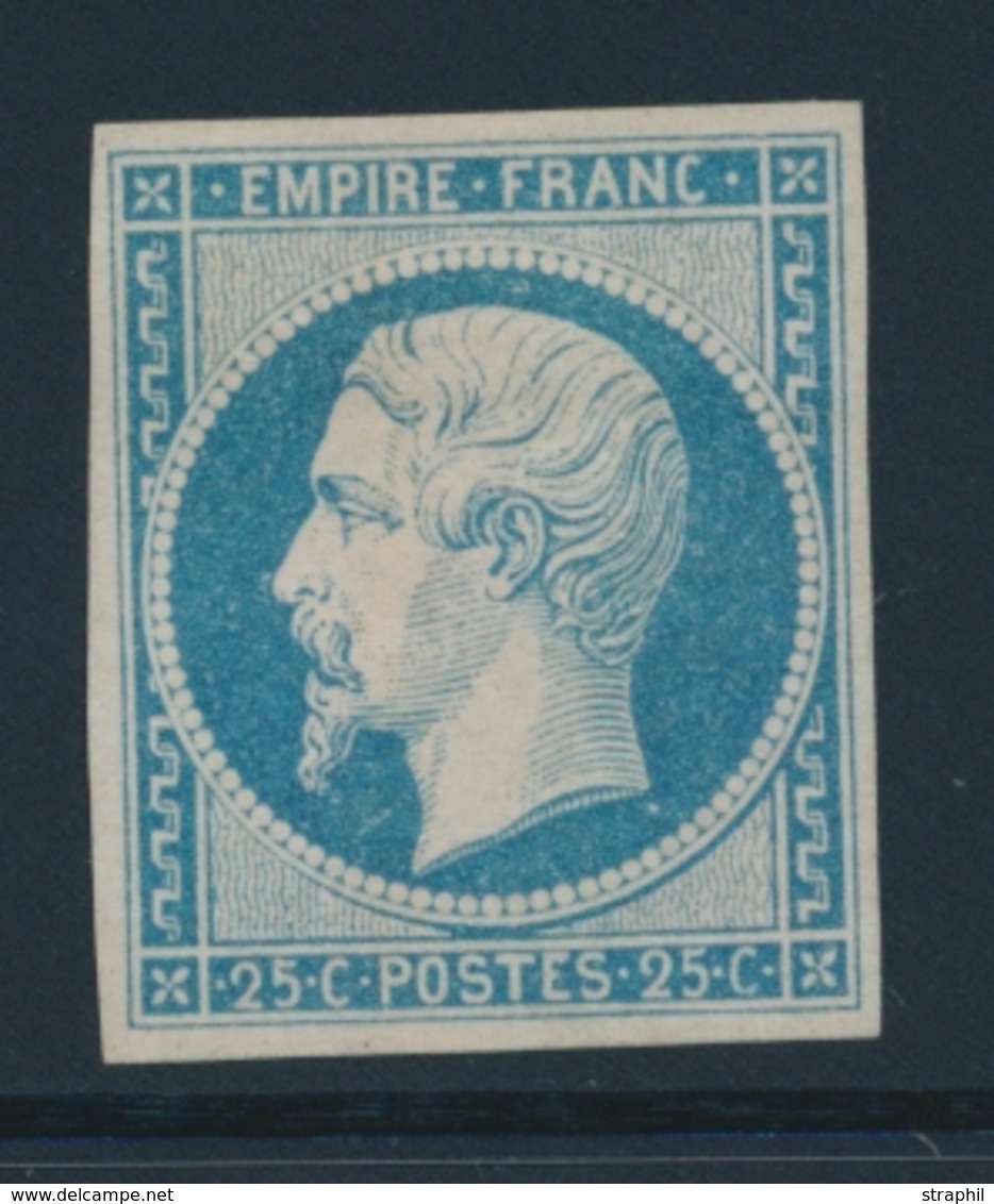 (*) NAPOLEON NON DENTELE - (*) - N°15 - 25c Bleu Laiteux - Signé CALVES - TB - 1853-1860 Napoléon III.