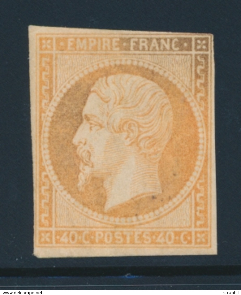 * NAPOLEON NON DENTELE - * - N°16 - 40c Orange - Gomme Partielle - Signé Scheller - Beau - 1853-1860 Napoléon III