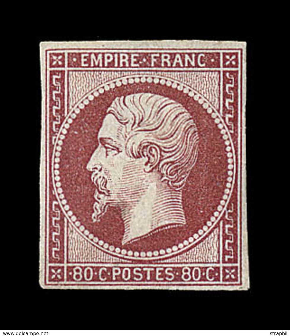 (**) NAPOLEON NON DENTELE - (**) - N°17A - 80c Carmin - Signé A. Brun - TB - 1853-1860 Napoléon III.