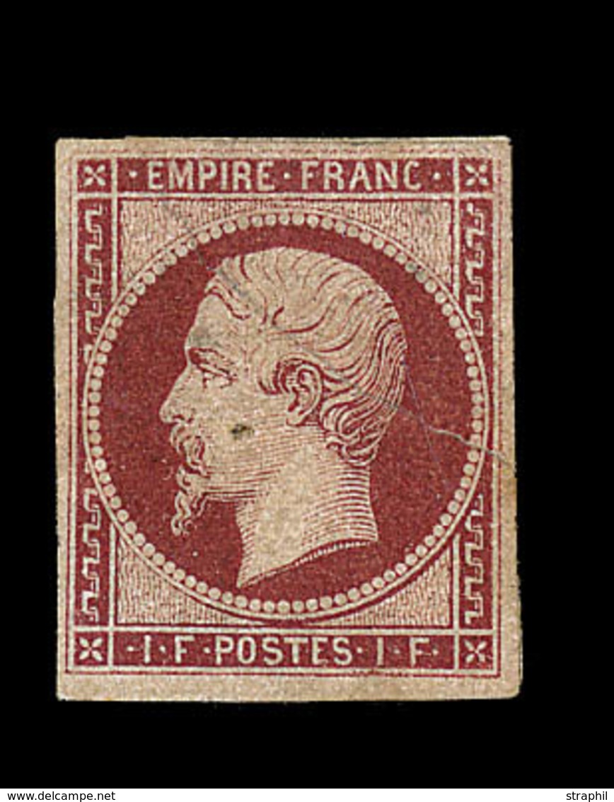 * NAPOLEON NON DENTELE - * - N°18 - 1F Carmin - Réparé - 1853-1860 Napoléon III.