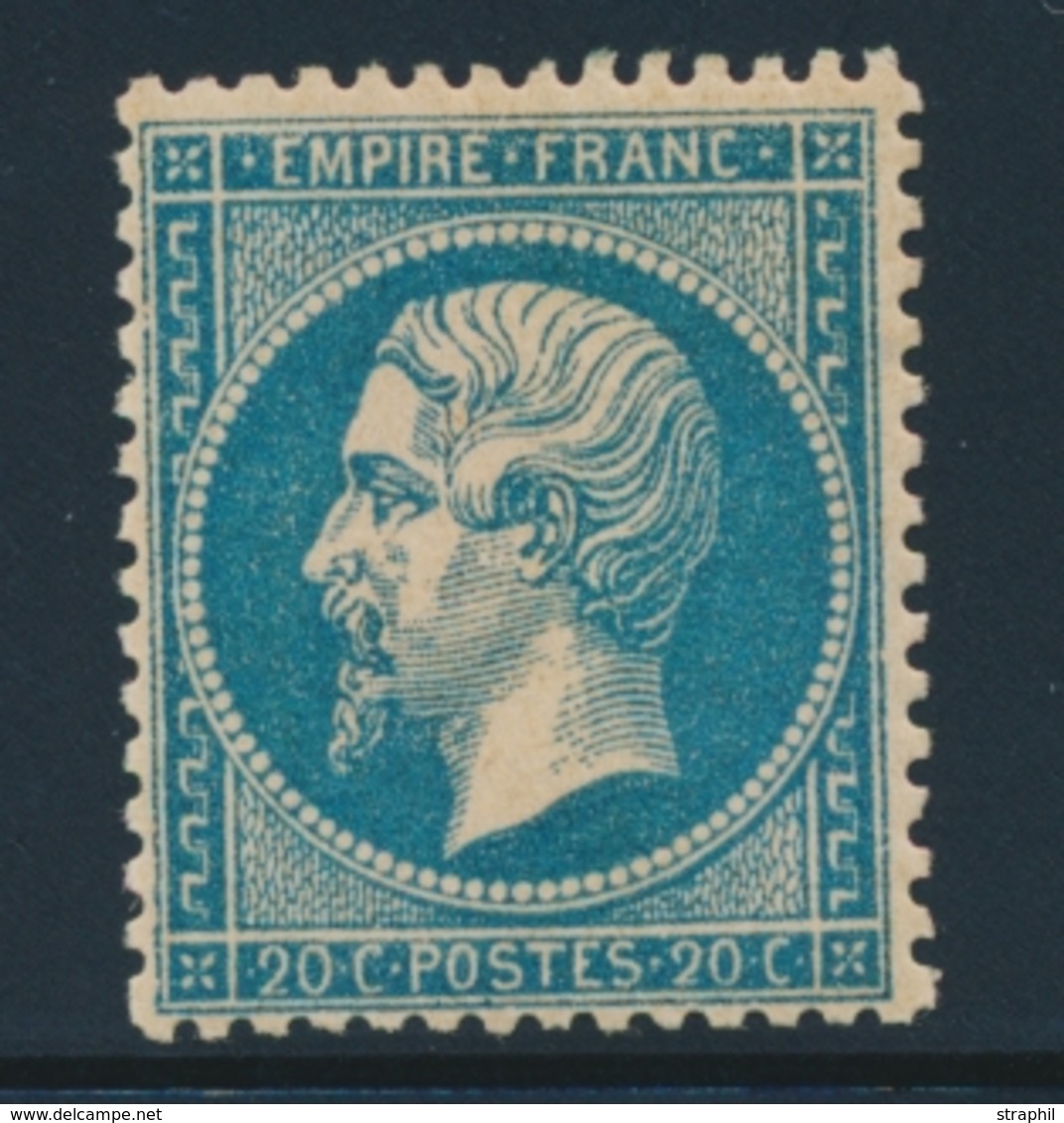 ** NAPOLEON DENTELE - ** - N°22 - 20c Bleu - TB - 1862 Napoléon III.