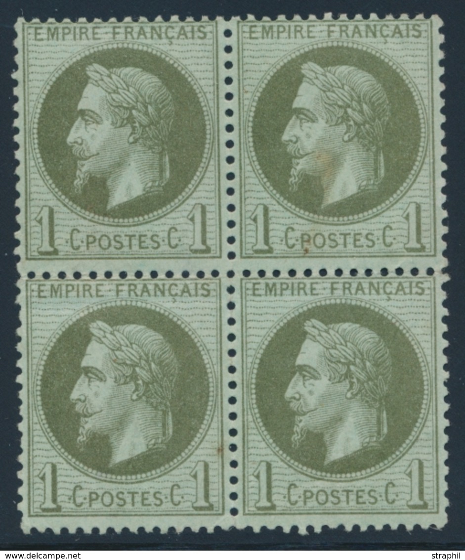 ** NAPOLEON LAURE - ** - N°25 - Bloc De 4 - Qques Défts - 1863-1870 Napoléon III. Laure