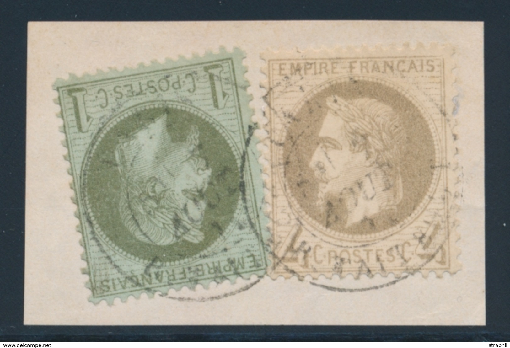 F NAPOLEON LAURE - F - N°25, 27 - S/petit Fgt - Obl. Càd Paris - TB - 1863-1870 Napoléon III. Laure