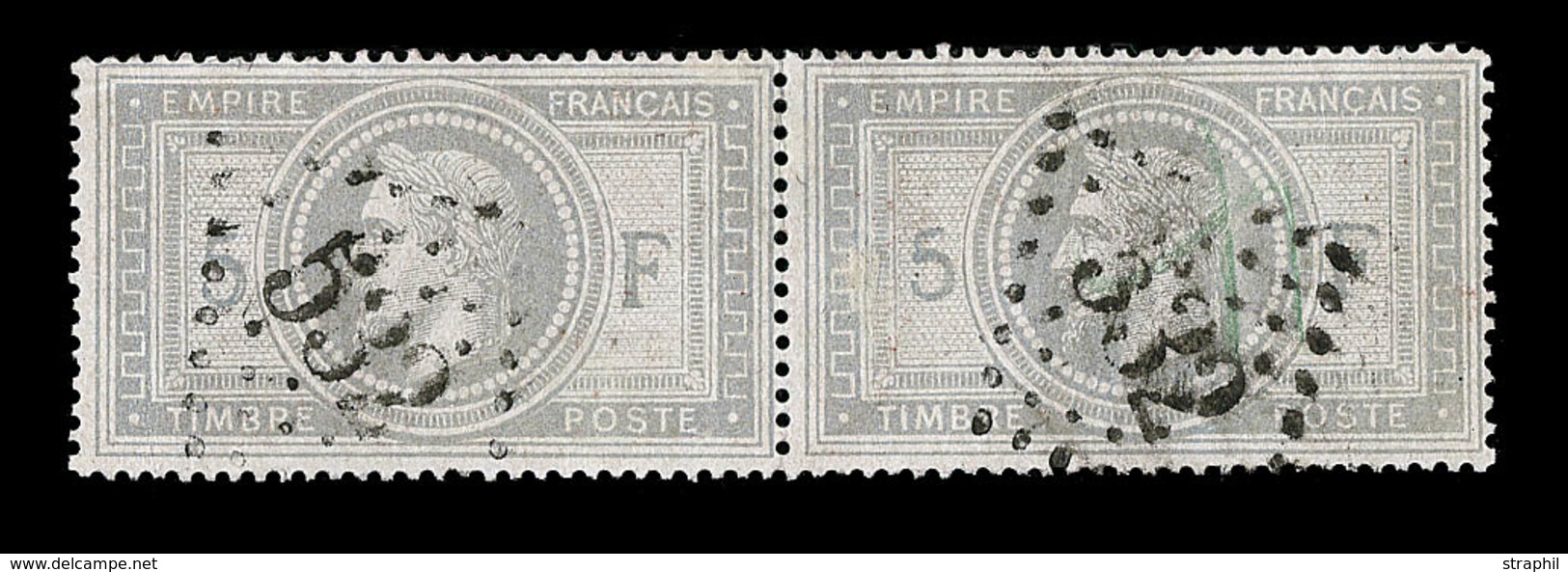 O NAPOLEON LAURE - O - N°33 - 5F Empire - Paire - Obl. GC 532 (Bordeaux) - TB - 1863-1870 Napoleon III Gelauwerd