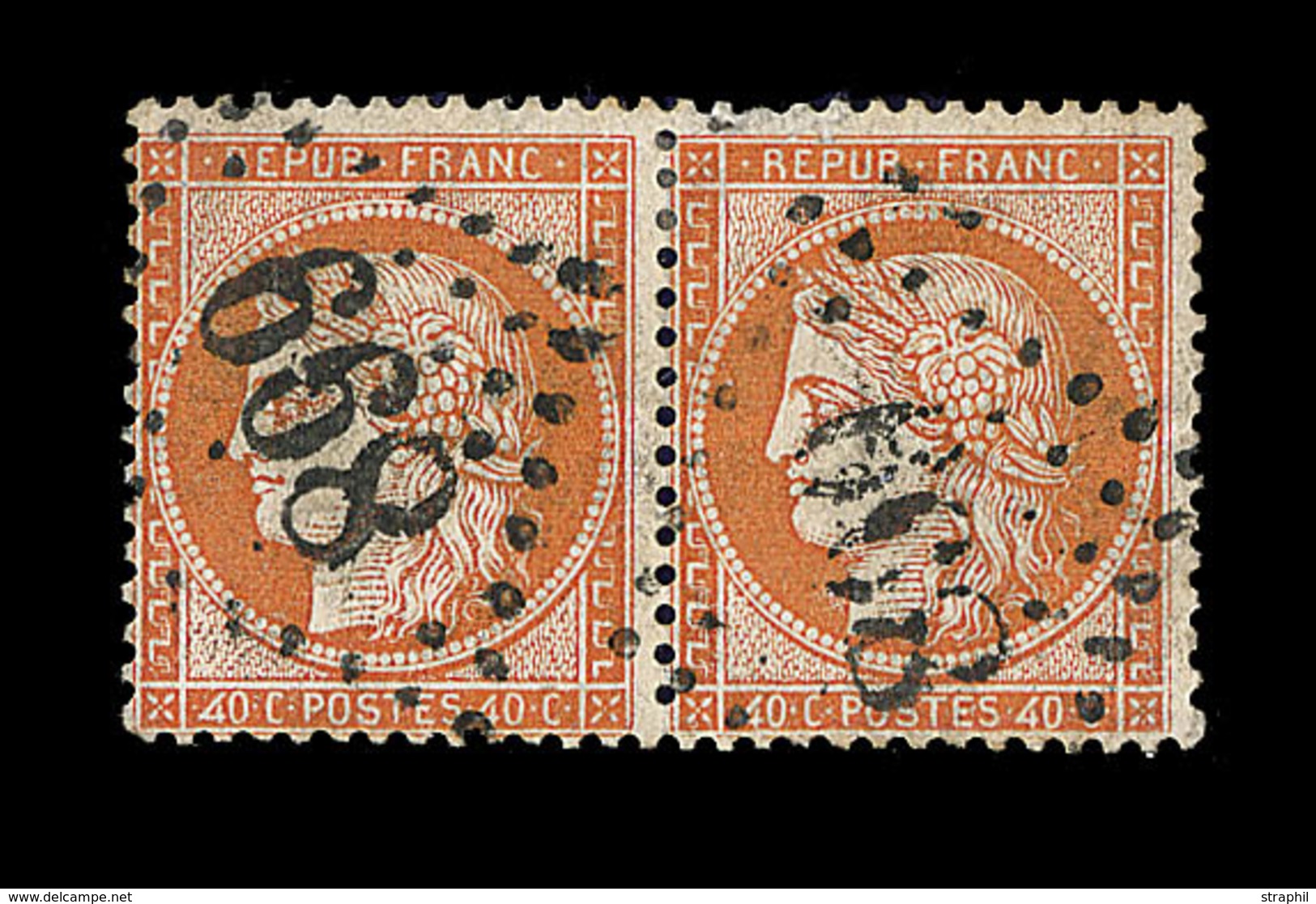 O SIEGE DE PARIS (1870) - O - N°38f - 40c Orange - Paire De 4 Retouchés - Obl. GC 899 - 1 Ex Défx - L'autre TB - 1870 Siege Of Paris