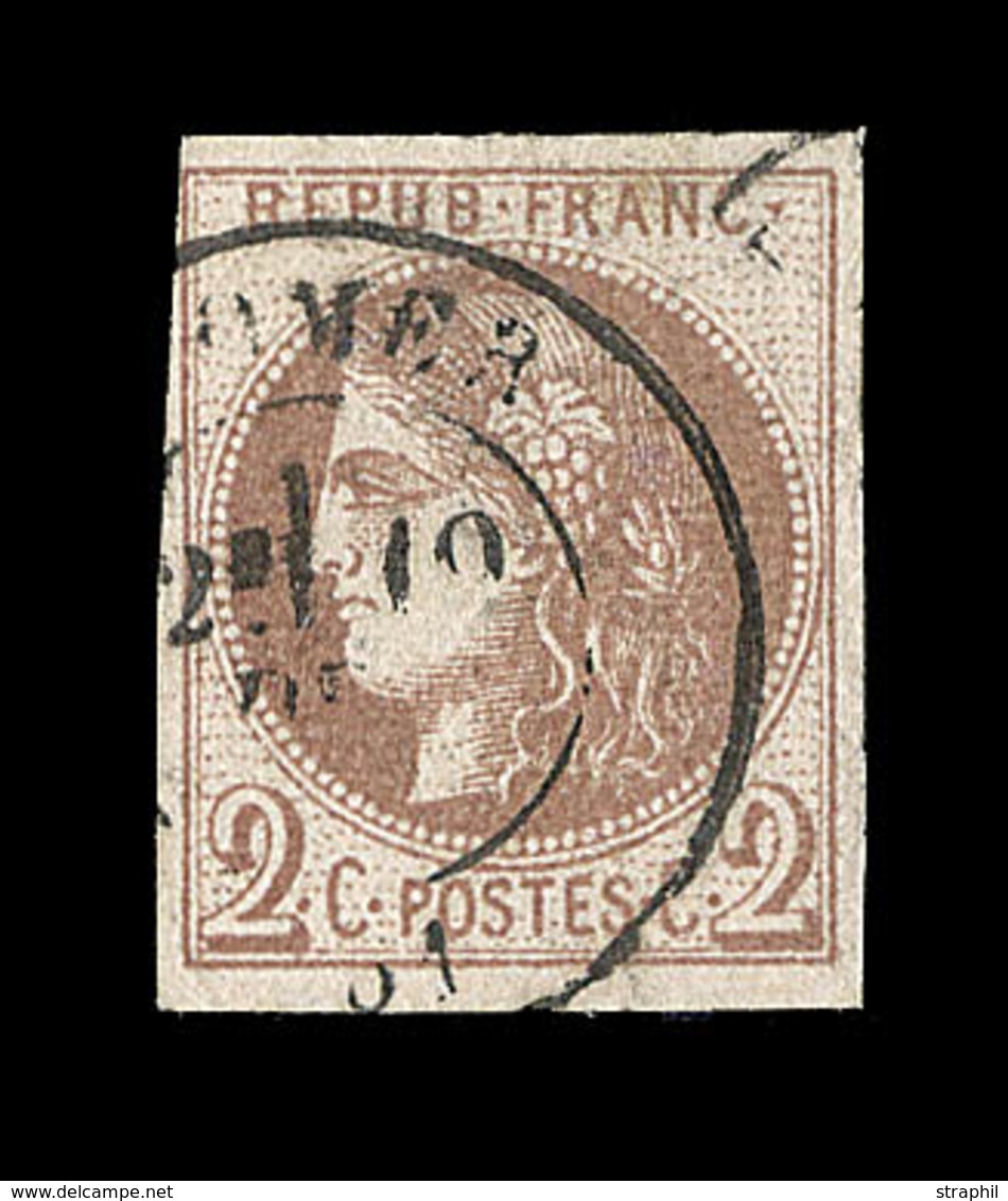 O EMISSION DE BORDEAUX  - O - N°40A - 2c Chocolat Clair - 1 Filet Biseau - Obl Càd - 1870 Emission De Bordeaux