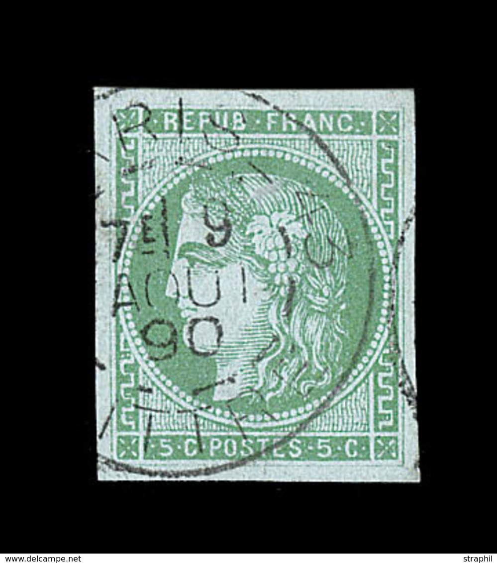 O EMISSION DE BORDEAUX  - O - N°42Bi - Paire - Vert émeraude Clair - Obl Càd Tardif De 1890 - TB/SUP - 1870 Ausgabe Bordeaux