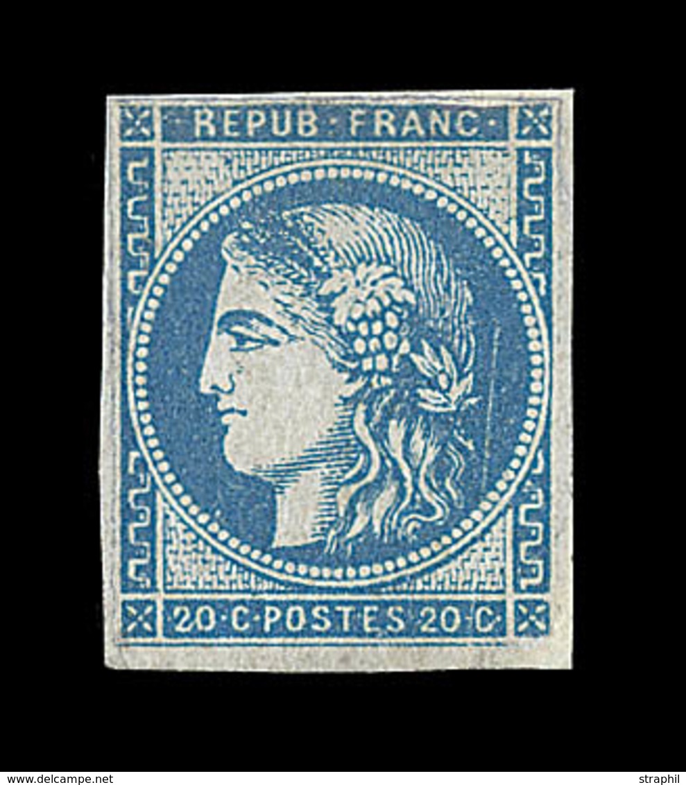 * EMISSION DE BORDEAUX  - * - N°45B - 20c Bleu - Report 2 - Variété Trait Blanc Derrière La Tête -signé - TB - 1870 Emission De Bordeaux