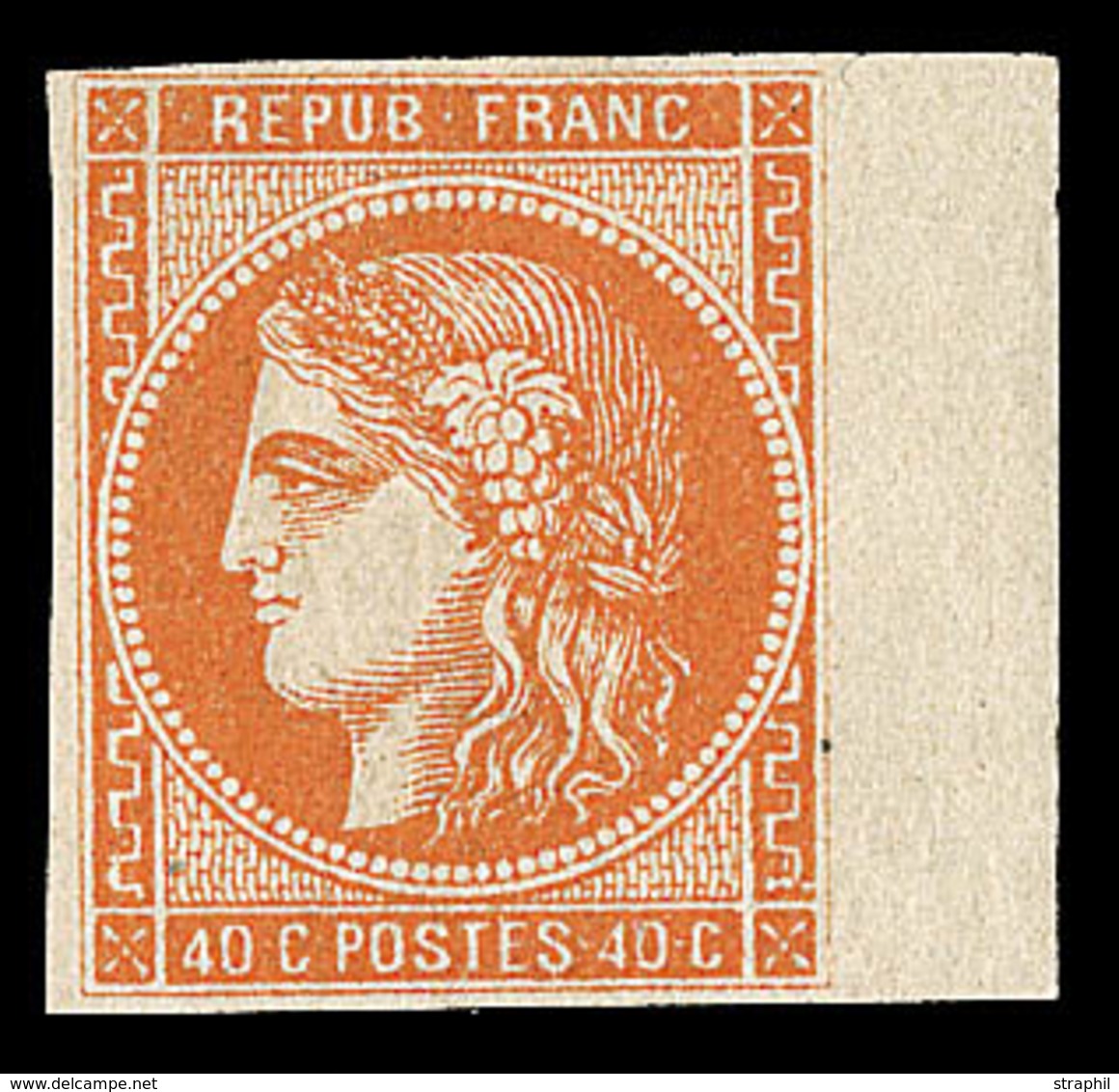 * EMISSION DE BORDEAUX  - * - N°48a - 40c Orange Vif - BDF - Signé Baudot - TB - 1870 Emission De Bordeaux