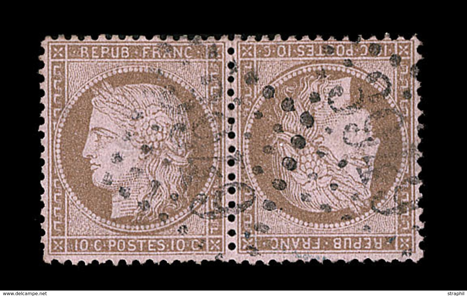 O CERES III ème REPUBLIQUE - O - N°58c - 10c Brun S/rose - Paire - Tête Bêche - TB - 1871-1875 Ceres