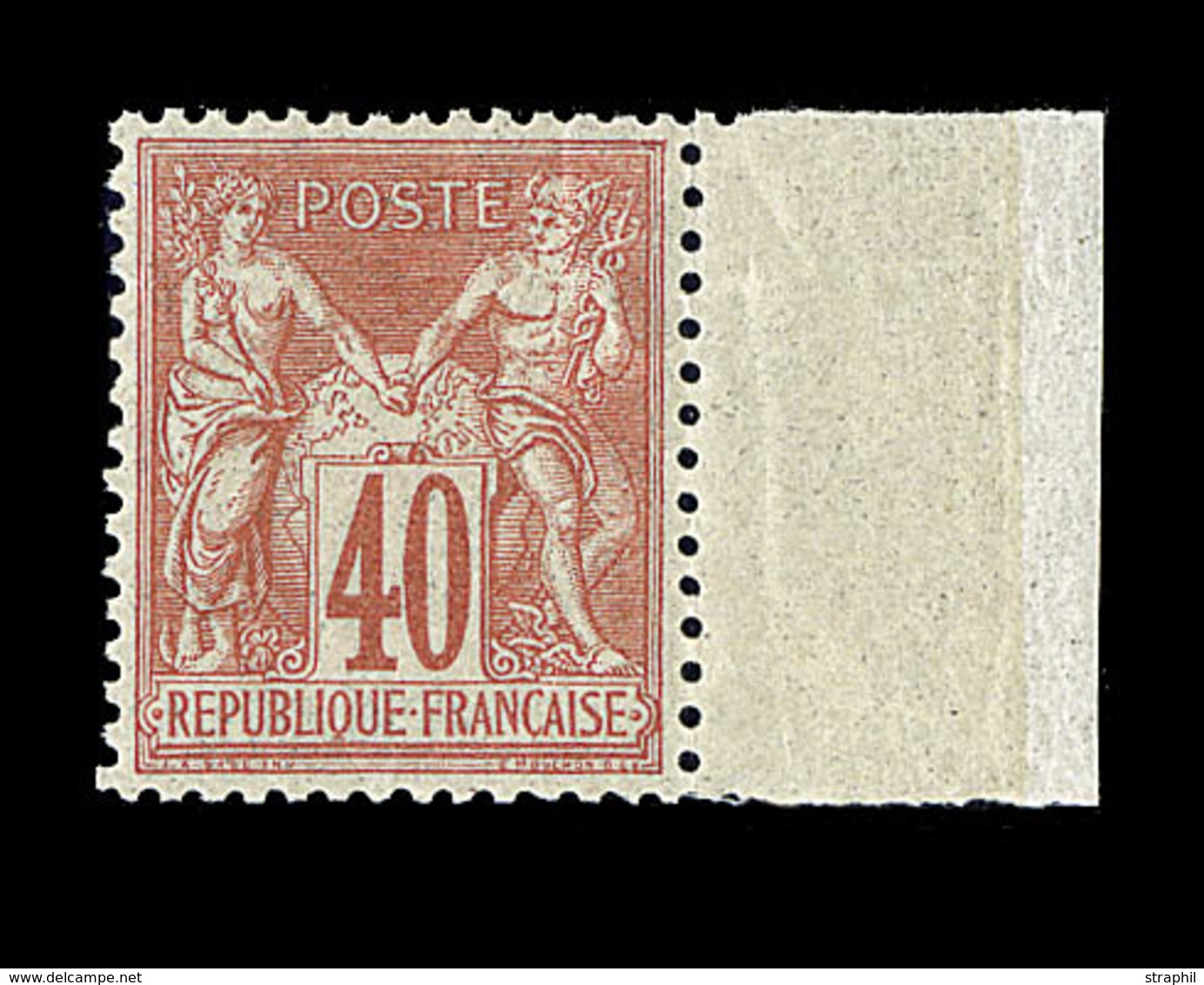 ** TYPE SAGE - ** - N°70 - 40c Rouge Orange - Bdf - TB Centrage - Signé A. Brun - TB - Cartes Postales Types Et TSC (avant 1995)