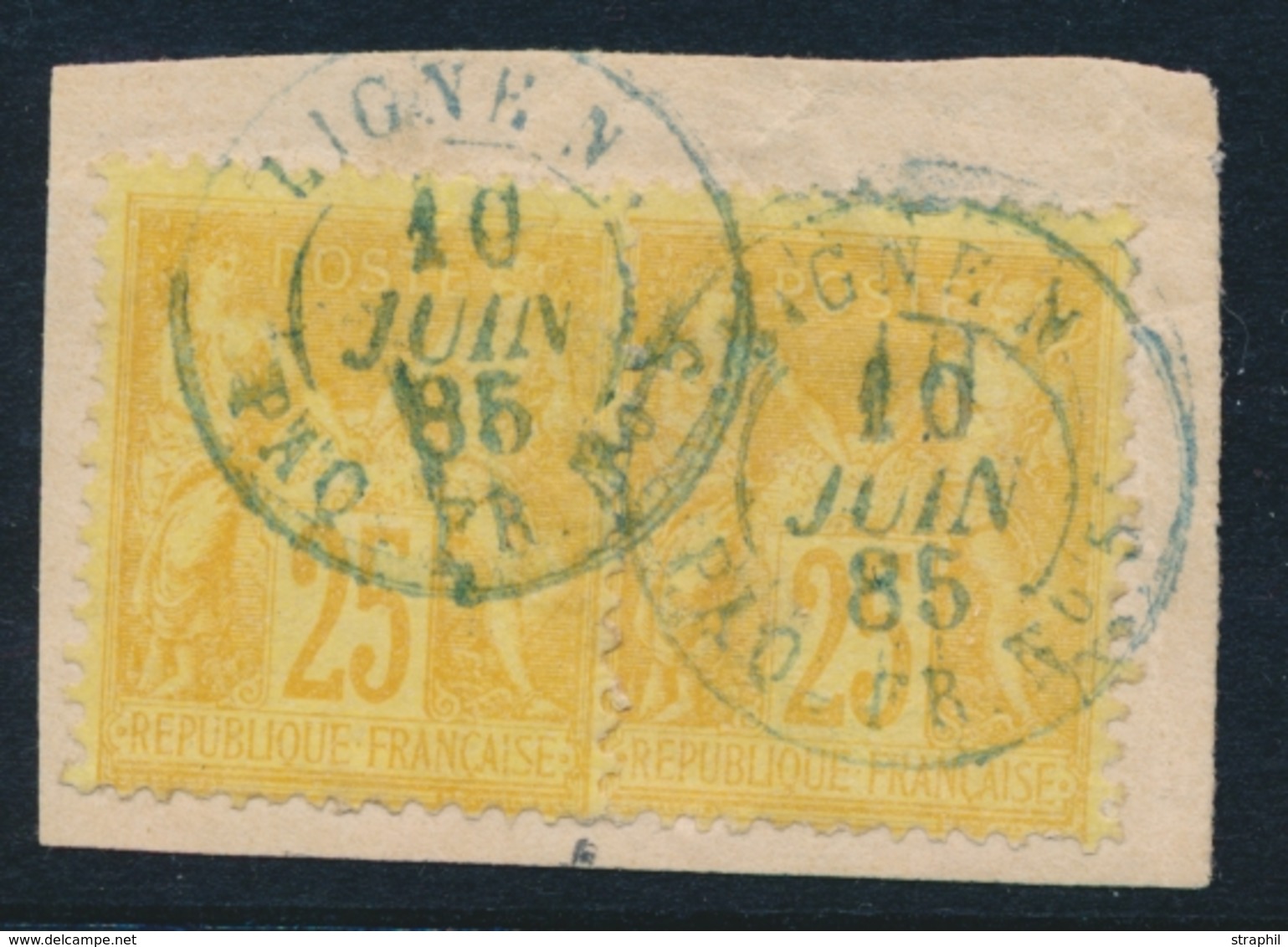 F OBLITERATIONS DIVERSES - F - N°92 Paire - Obl Maritime - Ligne N - 10/06/85 - Cachet Bleu - TB - Sonstige & Ohne Zuordnung