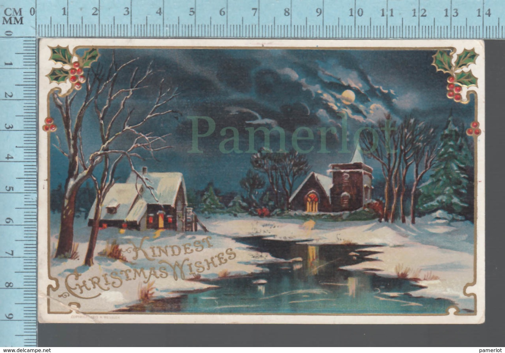 CPA -Kindest Christmas Wishes,  Eglise Maison La Nuit,Cover Ayers Cliftf P.Q . 1912 On A  Canada  Stamp # 104 - Autres & Non Classés