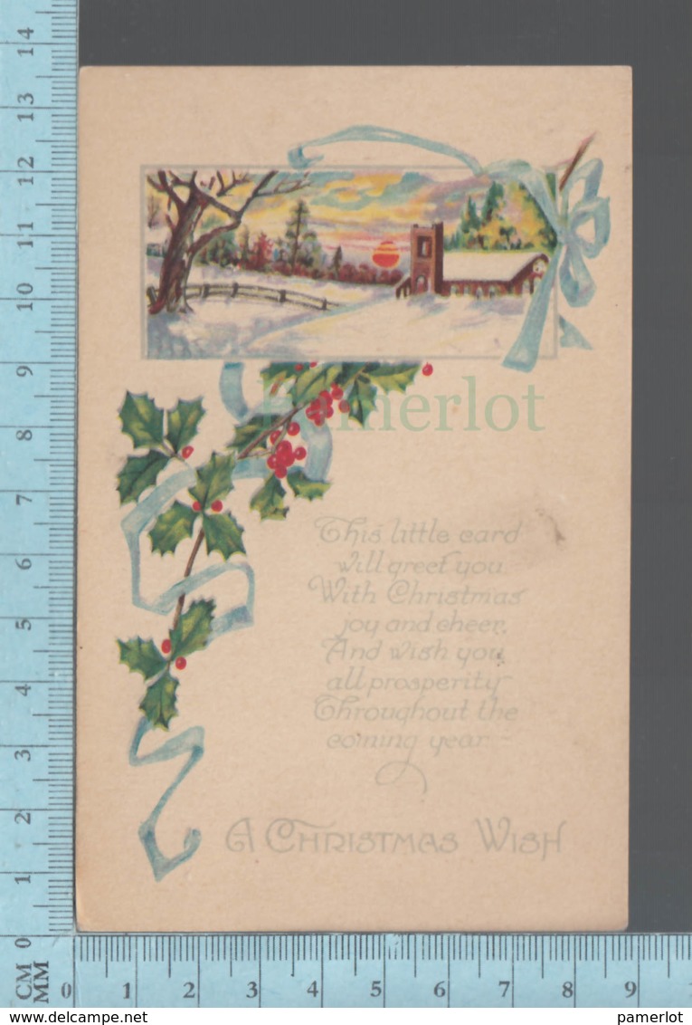 CPA -Christmas Wish ,Gui Eglise ,used In C: 1918 On A On A USA  Stamp - Autres & Non Classés