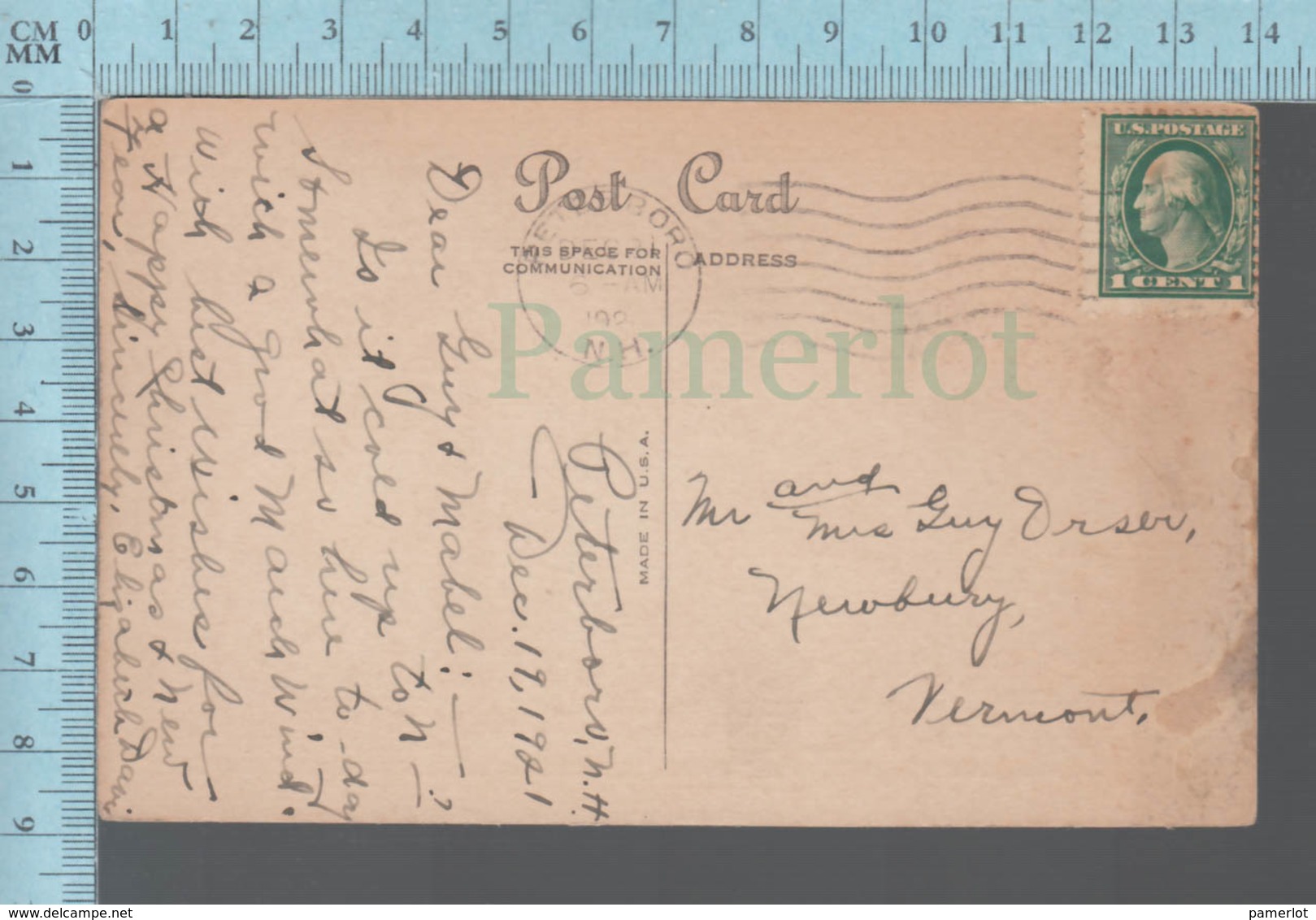 CPA - Christmas, Cadeaux, Gift ,Cover Peterboro N.H.1921 On A USA Stamp - Autres & Non Classés