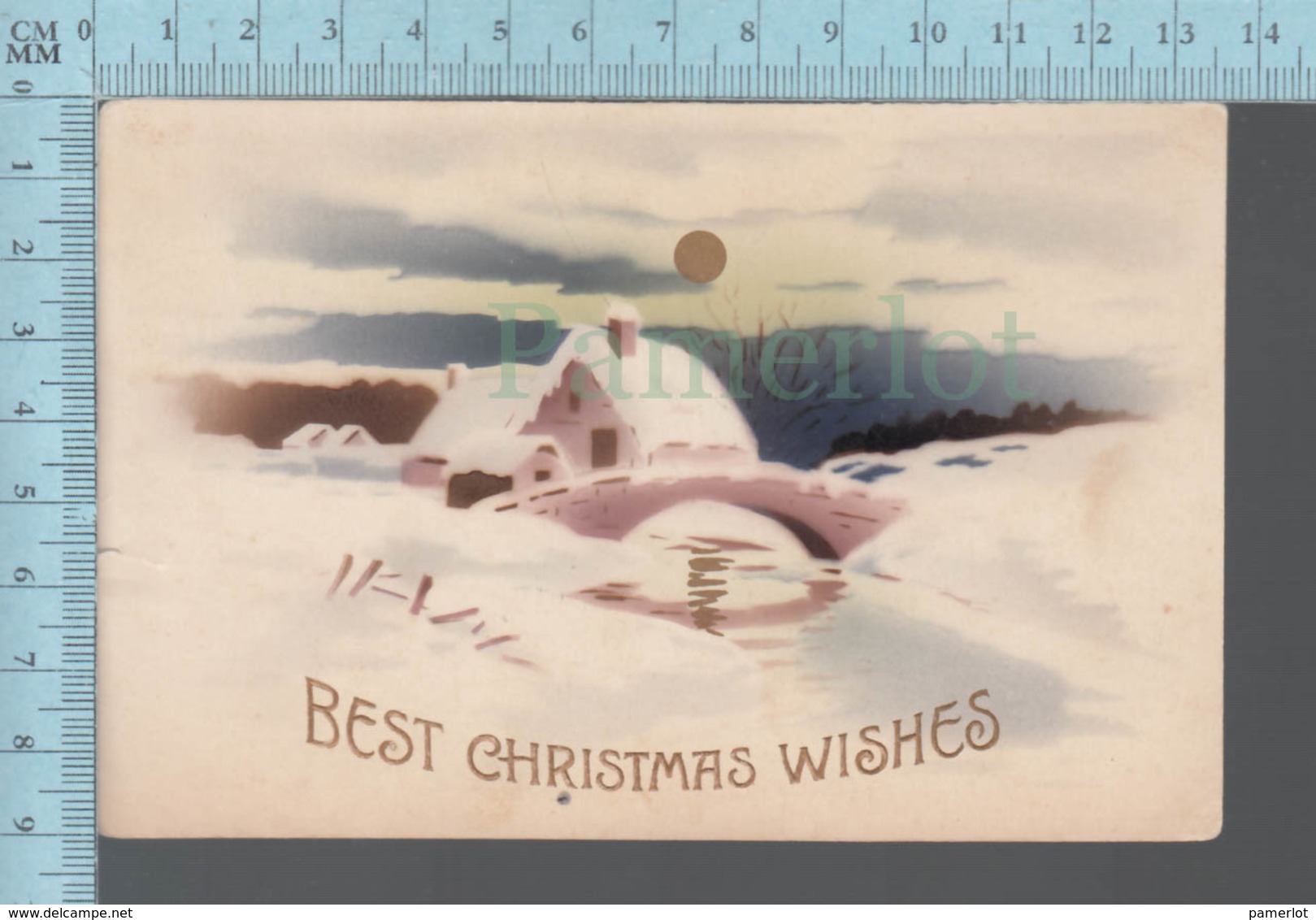 CPA - BestChristmas Wishes, Gold Moon  And Village, Cover New Bedford Mass.   On A USA Stamp - Autres & Non Classés