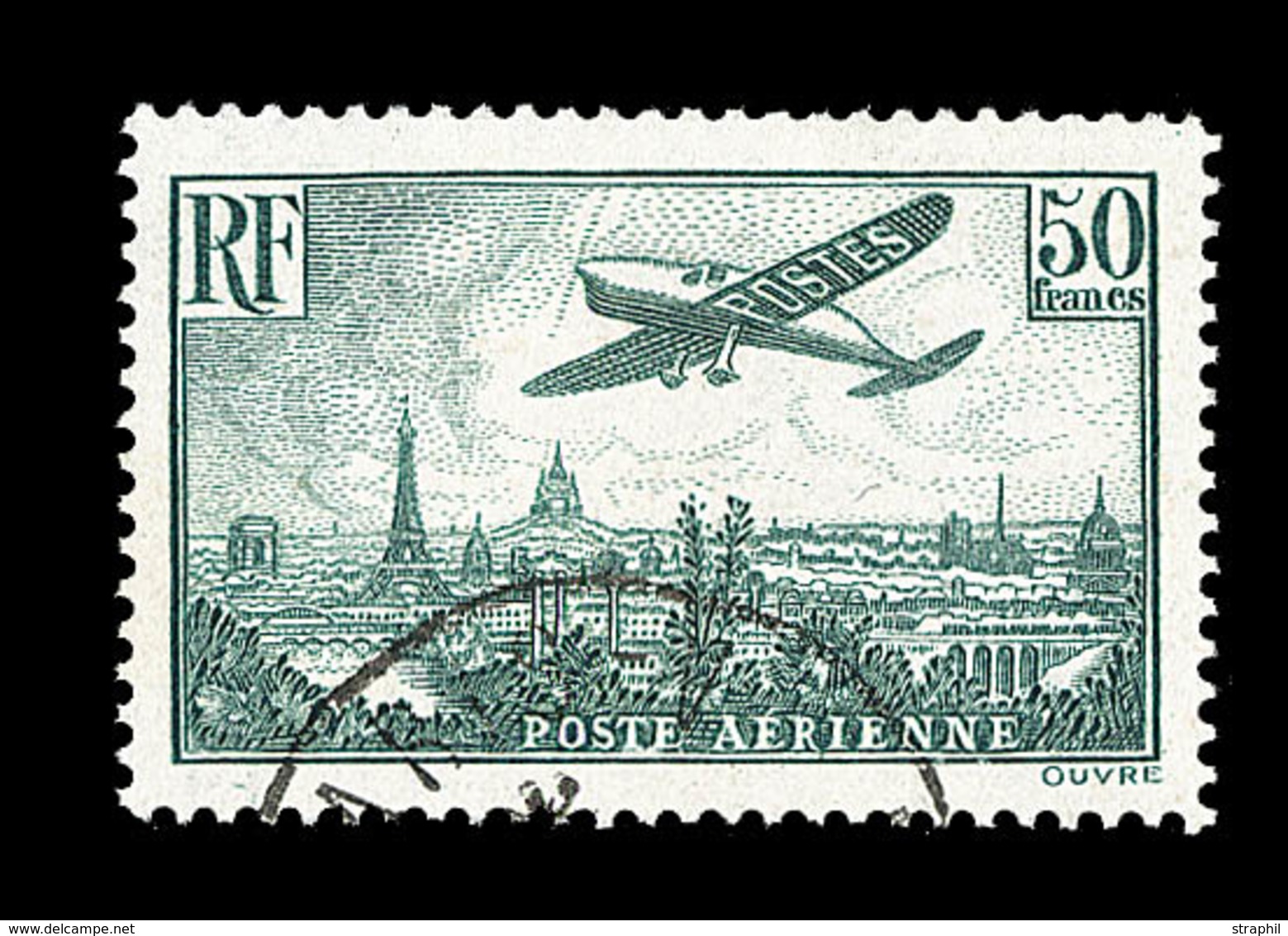 O POSTE AERIENNE - O - N°14b - 50F Vert Foncé - Signé Calves - TB - 1927-1959 Ungebraucht