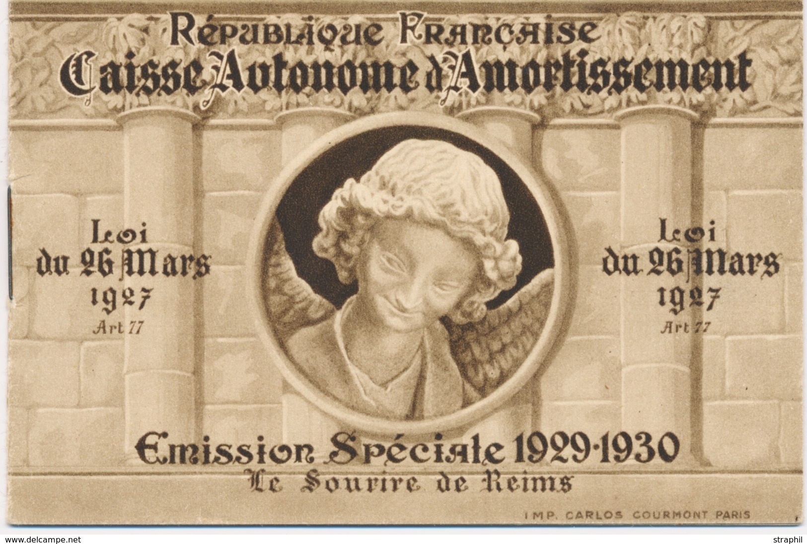 ** CARNETS ANCIENS - ** - N°256 C1 - Sourire De Reims - Légers Décalques Hors Timbre Sinon TB - Sonstige & Ohne Zuordnung