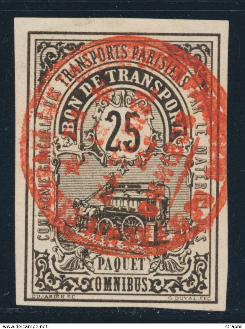 O COL. POSTAUX DE PARIS POUR PARIS (Réf. Maury) - O - N°1 - 25c Noir - Obl. Rouge - TB - Used