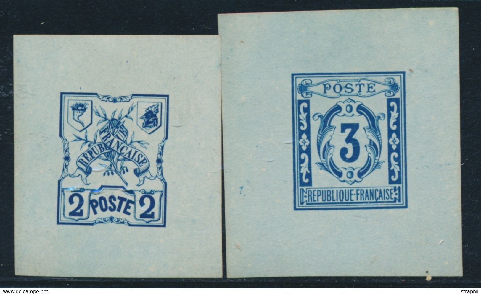 (*) ESSAIS - (*) - N°107 - Projet - 2c Et 3c Bleu S/papier Carton - TB - Unused Stamps