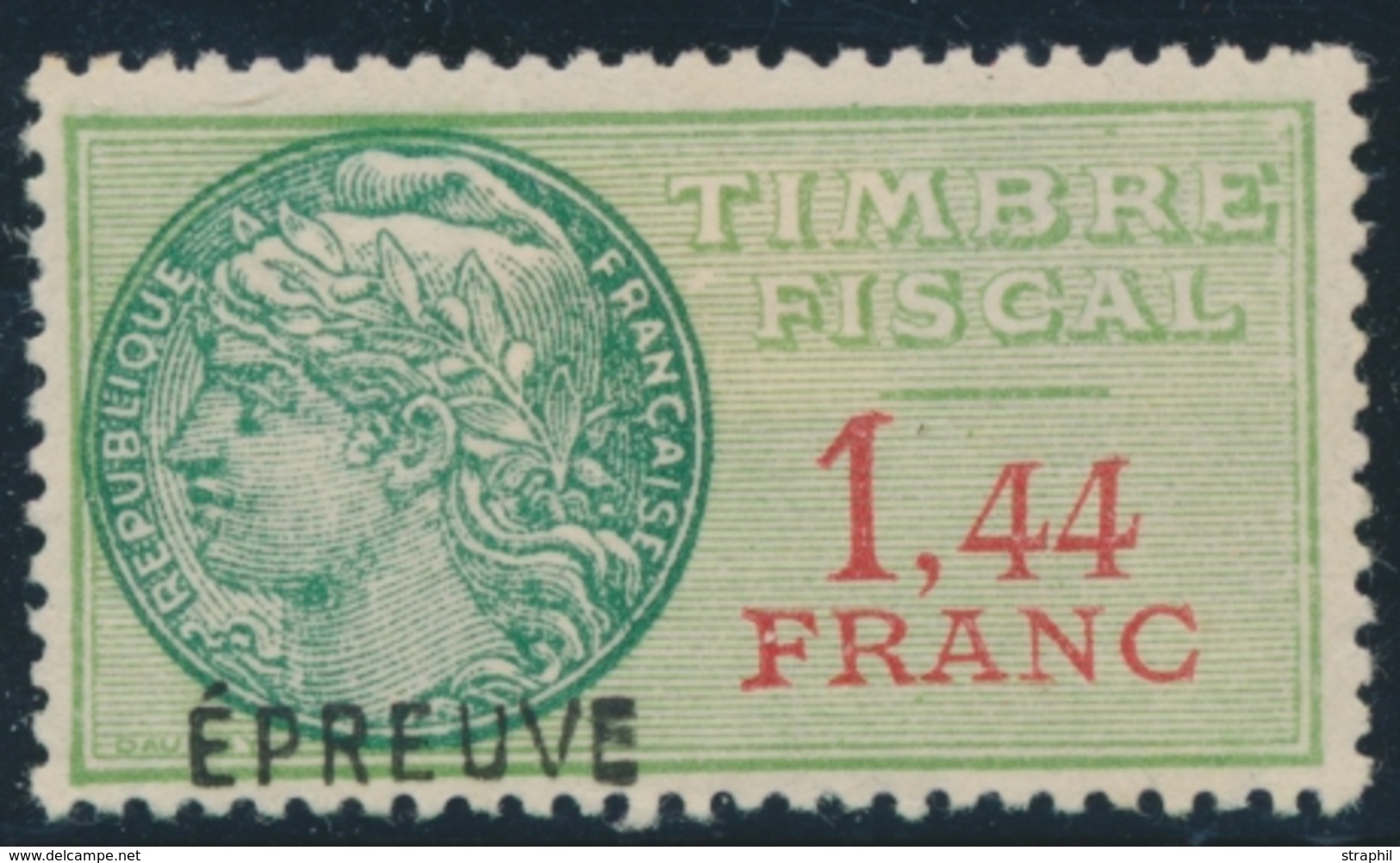 * TIMBRES FISCAUX - * - N°25a - 1,44F - Surch. Epreuve - TB - Autres & Non Classés