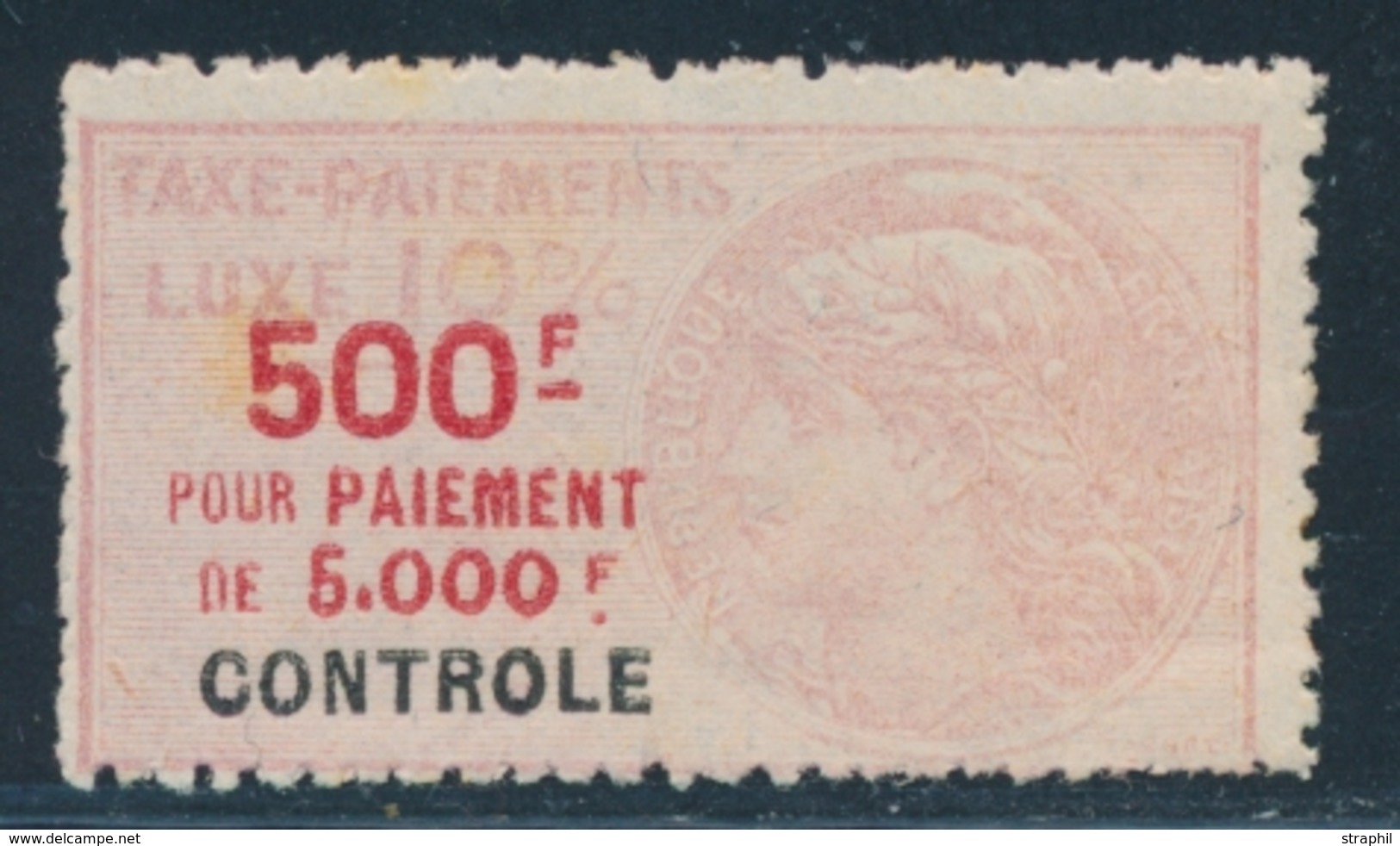 * TIMBRES FISCAUX - TAXE DE LUXE - * - N°29B - 500F - TB - Sonstige & Ohne Zuordnung
