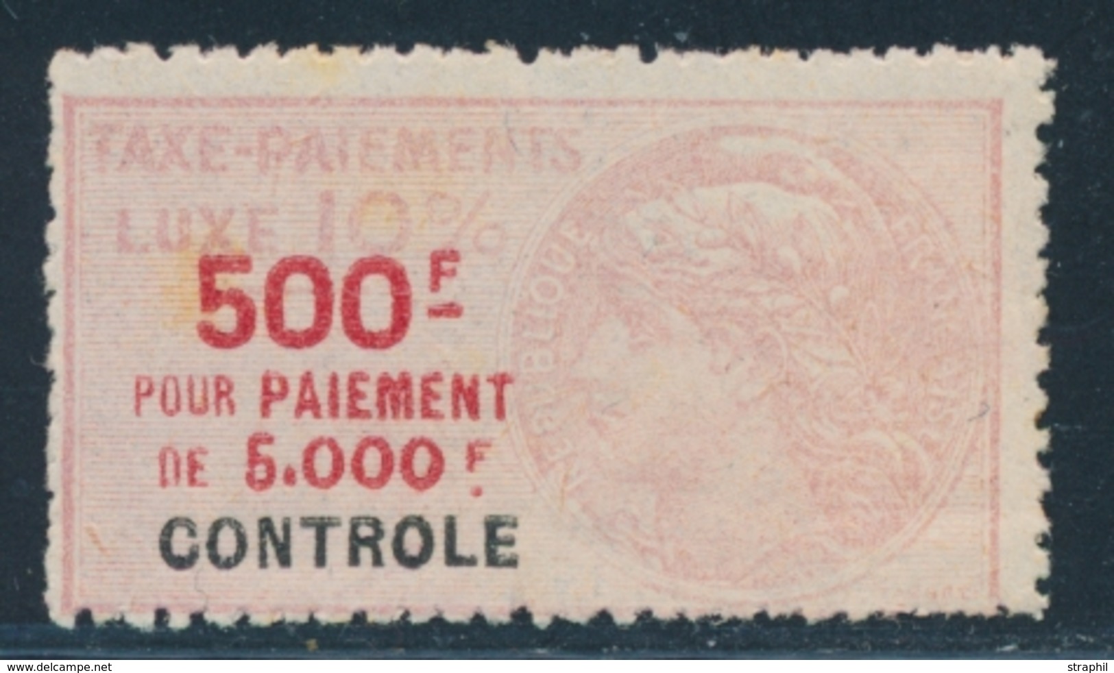 * TIMBRES FISCAUX - TAXE DE LUXE - * - N°29B - 500F - TB - Autres & Non Classés