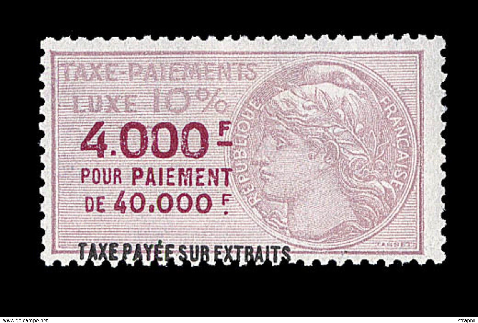 * TIMBRES FISCAUX - TAXE DE LUXE - * - N°67 - 4000F - TB - Sonstige & Ohne Zuordnung