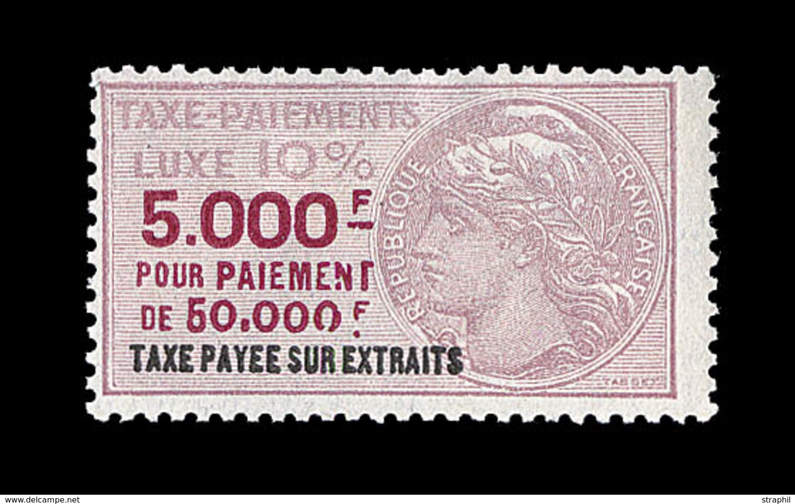 * TIMBRES FISCAUX - TAXE DE LUXE - * - N°68 - 5000F - TB - Sonstige & Ohne Zuordnung