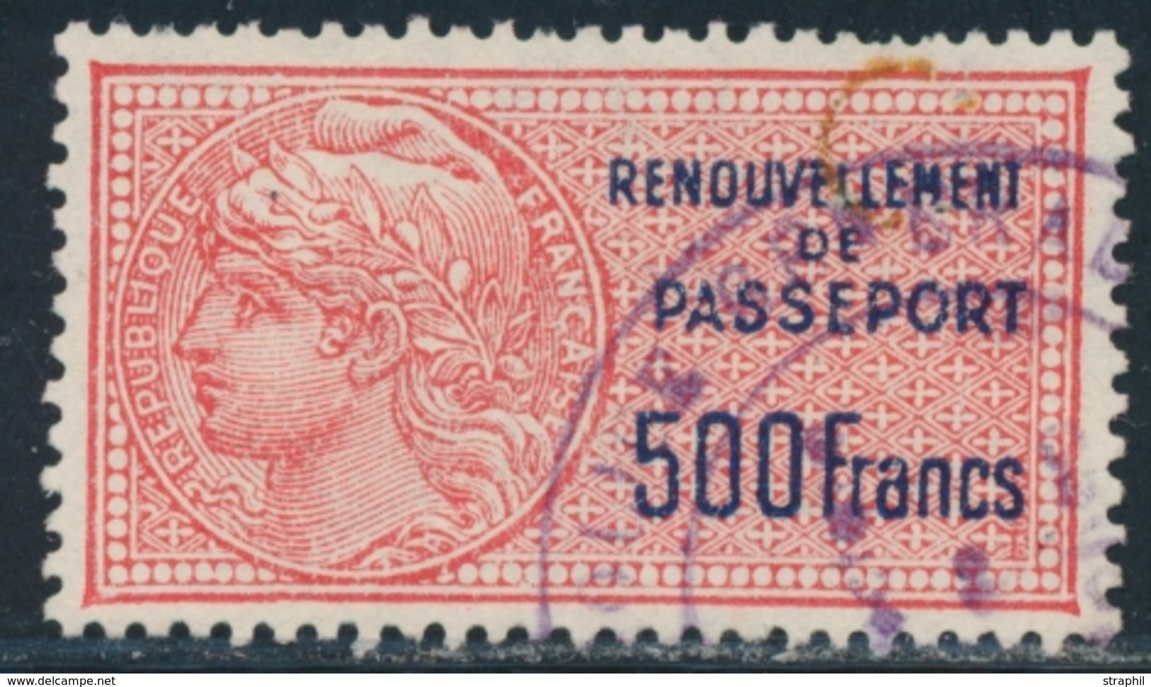 O TIMBRES FISCAUX - PASSEPORTS - O - N°8 - 500F - TB - Sonstige & Ohne Zuordnung