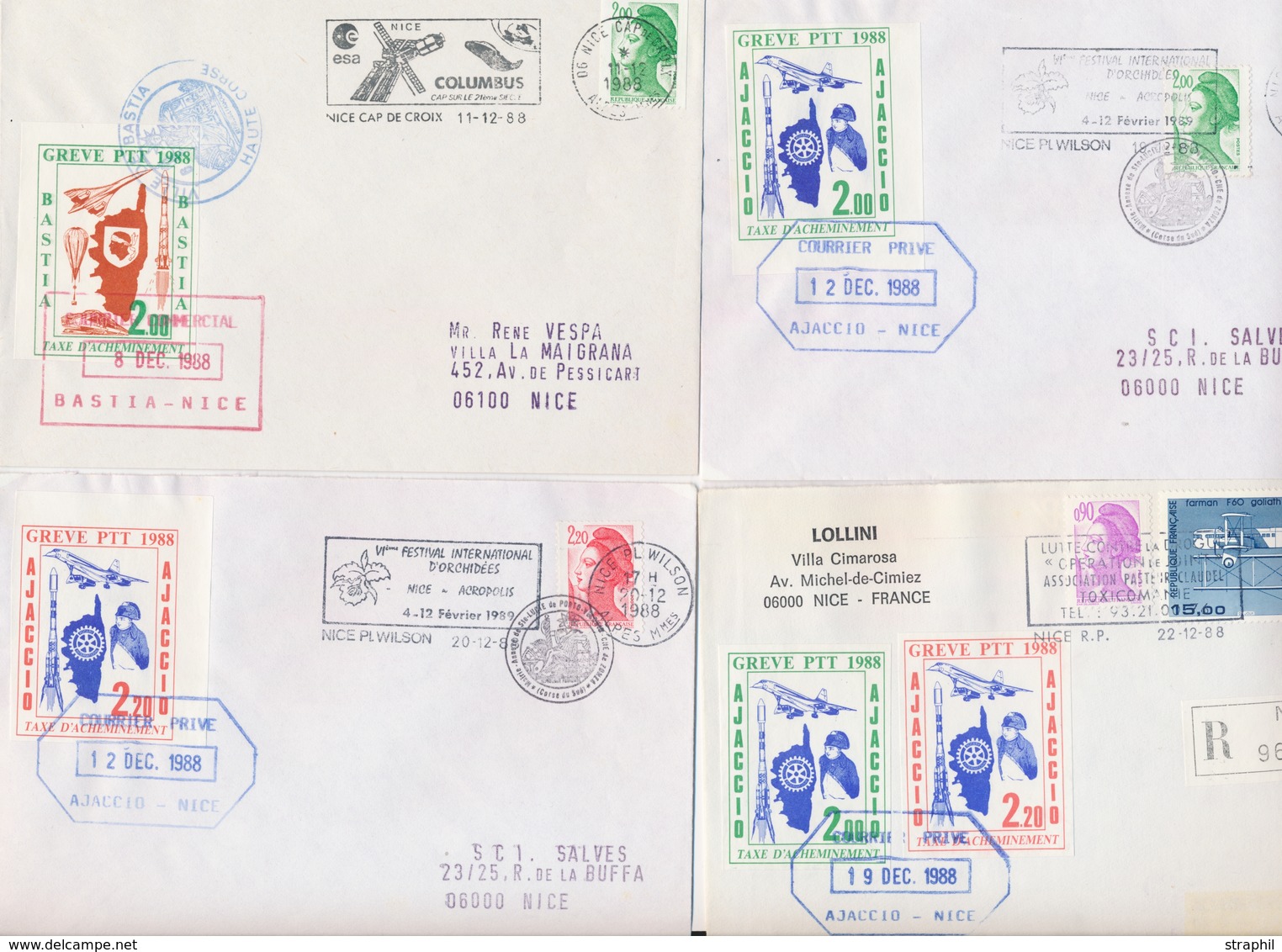 L TIMBRES DE GREVE (REF. MAURY) - L - Lot De 6 Plis - Grève De Lyon , Ajaccio, Paris - TB - Other & Unclassified