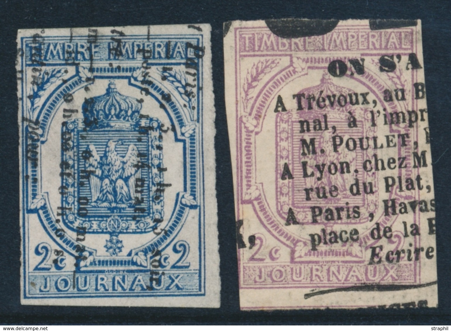 O TIMBRES JOURNAUX - O - N°1/2 - N°2 Signé JF Brun - TB - Journaux