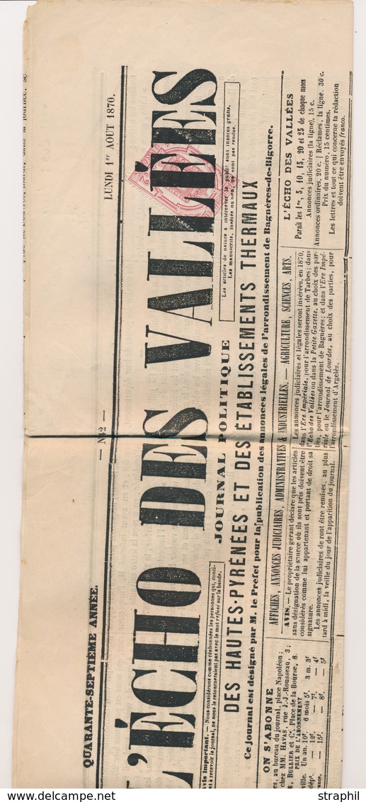 Journ. TIMBRES JOURNAUX - Journ. - N°9 - 2c Rose - Obl. Typo S/journal "L'Echo Des Savanes" - 1/8/70 - TB - Zeitungsmarken (Streifbänder)