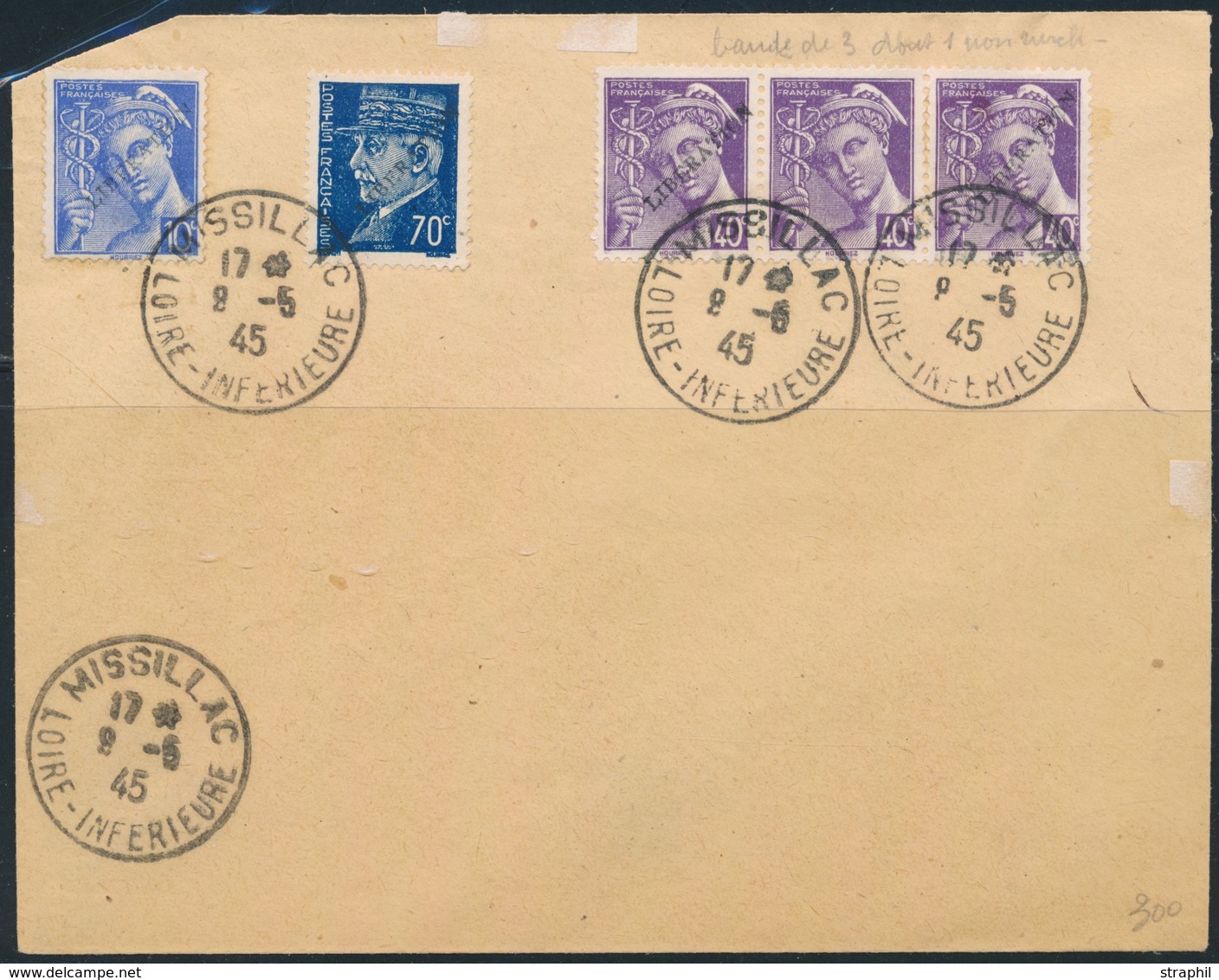 L POCHE DE SAINT NAZAIRE - L - Pli Afft à 2F (Pétain + Mercure) - Obl. Missillac - 9/5/45 - TB - War Stamps