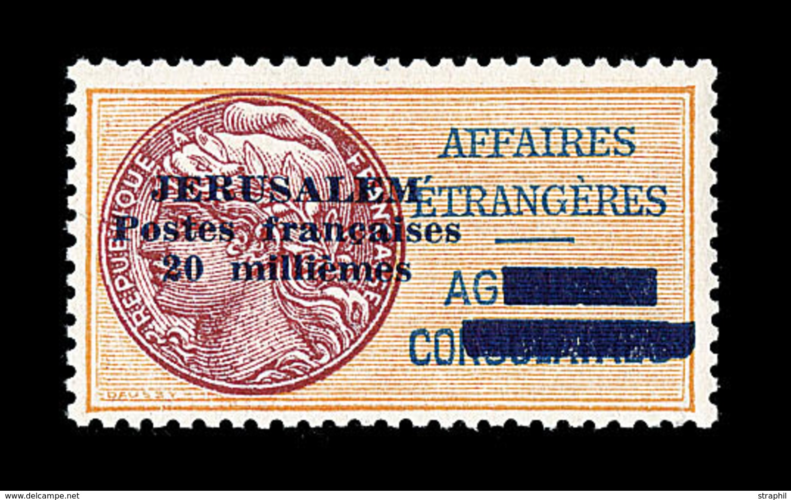 * POSTES JERUSALEM  - * - N°2 - 20m Jaune Orange Et Brun Rouge - Signé -TB - Guerre (timbres De)