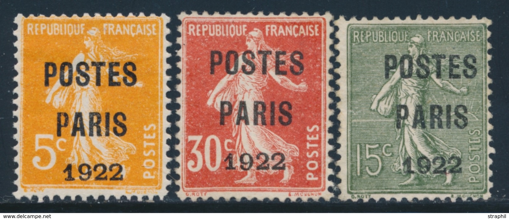 (*) PREOBLITERES - (*) - N°30/32 - 3 Val PARIS 1922 - TB - 1893-1947