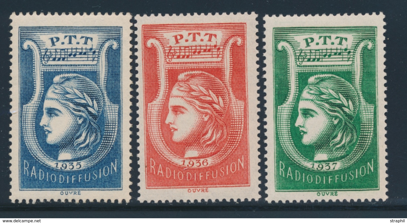 * TIMBRES DE RADIODIFFUSION - * - N°1/3 - TB - France Radiodiffusion