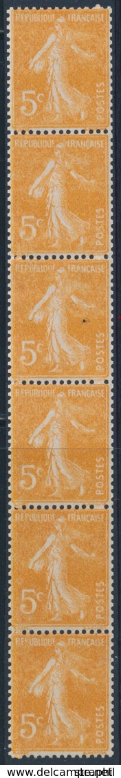 ** ROULETTES - ** - N°8 - 5c Semeuse Orange (N°158c) - Bde De 6 - TB - Coil Stamps
