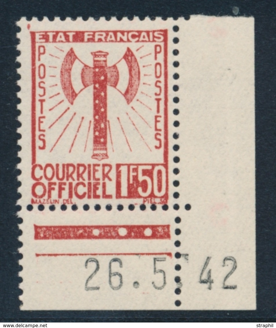 ** TIMBRES DE SERVICE - ** - N°8 - 1F50 Bronze - C. Daté 26/5/42 - TB - Neufs