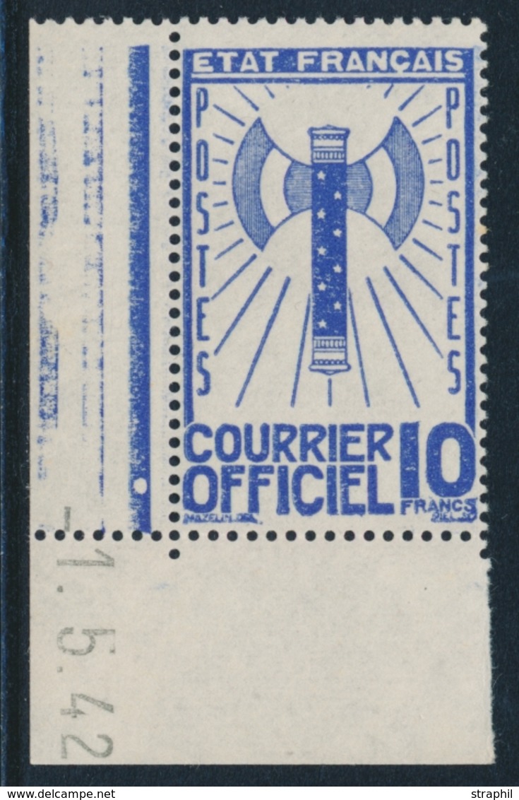 ** TIMBRES DE SERVICE - ** - N°13 - 10F Bleu - C. Daté 1/5/42 - TB - Ungebraucht