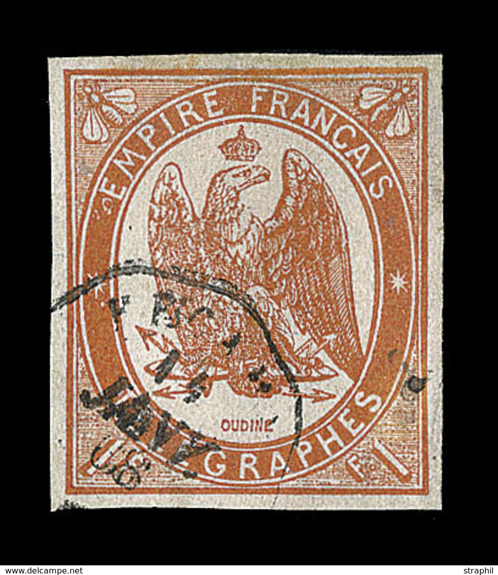 O TIMBRES - TELEGRAPHE - O - N°3 - 1F Orange - Signé A. Brun - TB - Telegraphie Und Telefon