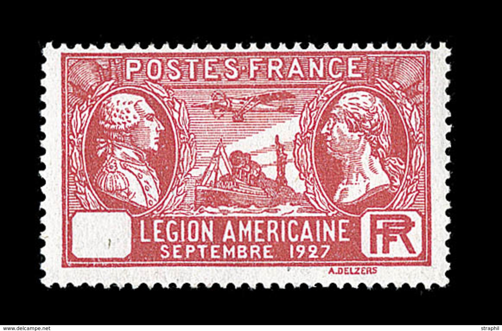 ** VARIETES  - ** - N°241b - Légion Américaine Rouge Sans Valeur Ds Le Cartouche (90c) - Signé Brun - Rare - TB - Unused Stamps