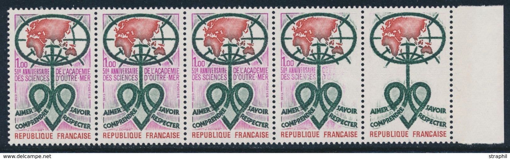 ** VARIETES  - ** - N°1760 - Bde De 5 - Bdf - Couleurs Dégradées - TB - Neufs