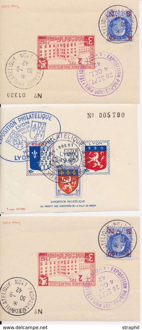 O DIVERS - O - Lot De 7 Feuillets - Pér. 1942/43 - Tous Obl. Propagande Philatélique LYON - TB - Sonstige & Ohne Zuordnung