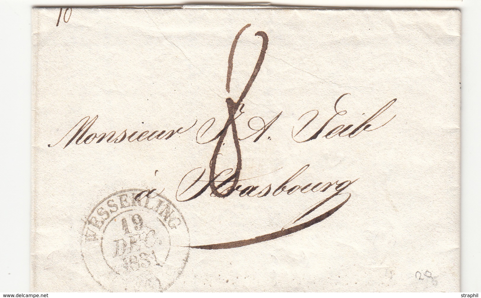 LAC CACHETS A DATE - LAC - T13 Wesserling - 19/Dec/1831 + Taxe Manus 8 - Pr Strasbourg - B/TB - Covers & Documents