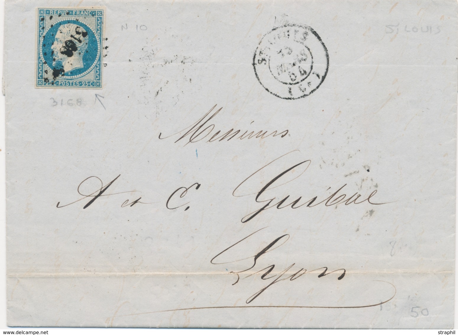 LAC PERIODE 1849-70 - HAUT-RHIN (Dépt 66) - LAC - N°10 - PC 3168 + T15 St Louis - 23/3/54 - B/TB - Briefe U. Dokumente