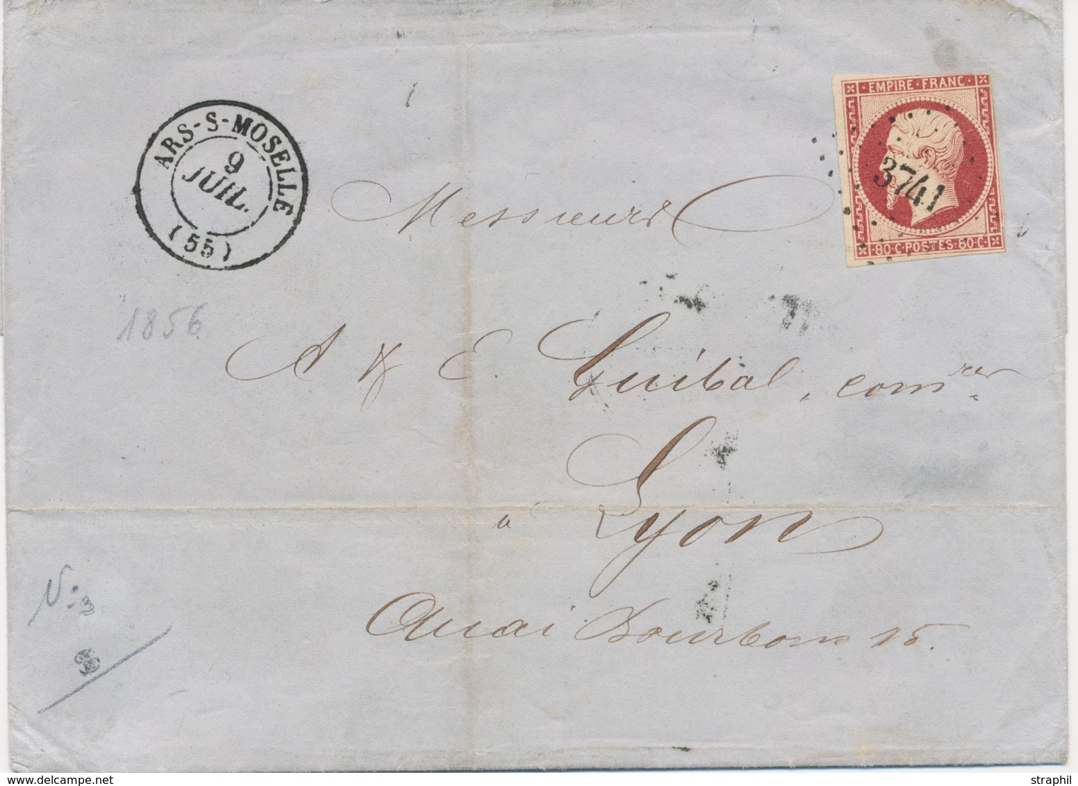 LSC PERIODE 1849-70 - MOSELLE (Dépt 55) - LSC - N°17A - Obl. 3741 - T15 Ars S/Moselle - 9/07/sans Mill. - B/TB - Briefe U. Dokumente